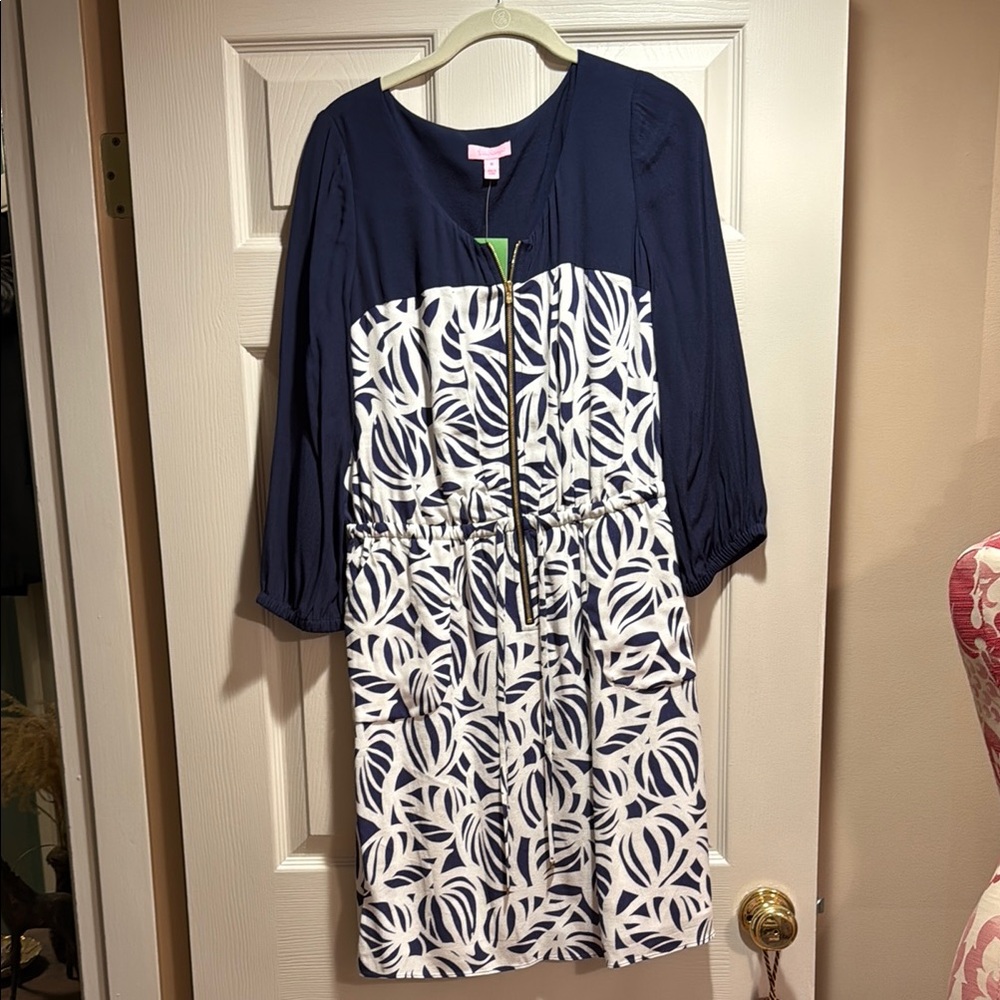 Lilly Pulitzer Navy and White Printed Dress